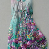 Tessa™ | Women's Lace-Up Waist Floral Print Dress