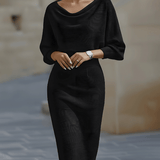 Olivia™ | White Draped Batwing Midi Dress
