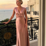 Donnabelle™ | Cap Sleeve Wrap Bodice Maxi Dress