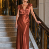 Donnabelle™ | Cap Sleeve Wrap Bodice Maxi Dress