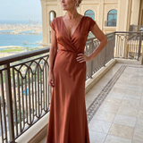 Donnabelle™ | Cap Sleeve Wrap Bodice Maxi Dress