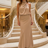 Donnabelle™ | Sleeveless Draped Neck Midi Dress