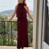 Donnabelle™ | Sleeveless Draped Neck Midi Dress