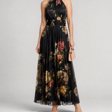 Donnabelle™ | Floral Halter Neck Midi Dress