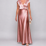 Donnabelle™ | Cap Sleeve Wrap Bodice Maxi Dress