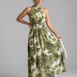 Donnabelle™ | Gathered Waist Abstract Print Midi Dress