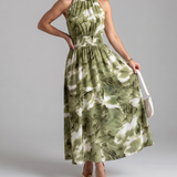 Donnabelle™ | Gathered Waist Abstract Print Midi Dress