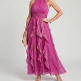 Donnabelle™ | High Neck Gathered Ruffle Layers Maxi Dress