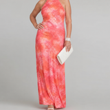 Donnabelle™ | Halter Neck Printed Pattern Maxi Dress