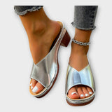 Chunky Heeled Sandals with Open Back