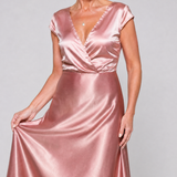 Donnabelle™ | Cap Sleeve Wrap Bodice Maxi Dress