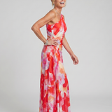 Donnabelle™ | One Shoulder Pleated Bodice Midi Dress