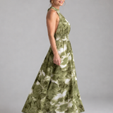 Donnabelle™ | Gathered Waist Abstract Print Midi Dress