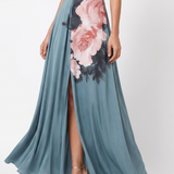 Donnabelle™ | Halter Bodice Floral Skirt Maxi Dress