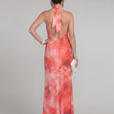 Donnabelle™ | Halter Neck Printed Pattern Maxi Dress