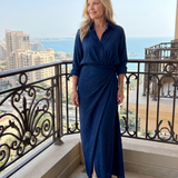 Donnabelle™ | Long Sleeve Wrap Front Maxi Dress