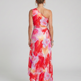Donnabelle™ | One Shoulder Pleated Bodice Midi Dress
