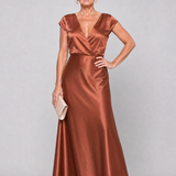 Donnabelle™ | Cap Sleeve Wrap Bodice Maxi Dress