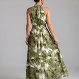 Donnabelle™ | Gathered Waist Abstract Print Midi Dress