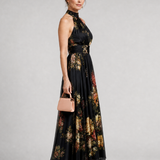 Donnabelle™ | Floral Halter Neck Midi Dress