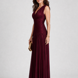 Donnabelle™ | Sleeveless Pleated V Neck Midi Dress