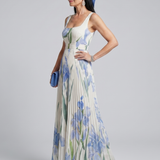 Donnabelle™ | Sleeveless Square Neck Floral Print Midi Dress