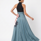 Donnabelle™ | Halter Bodice Floral Skirt Maxi Dress