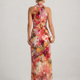 Donnabelle™ | Halter Neck Floral Print Maxi Dress