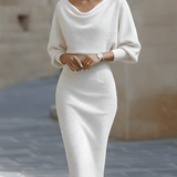 Olivia™ | White Draped Batwing Midi Dress