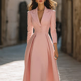 Emily™ | Elegant Pleated Blazer Midi Dress