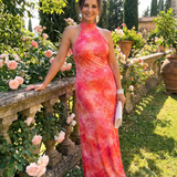 Donnabelle™ | Halter Neck Printed Pattern Maxi Dress