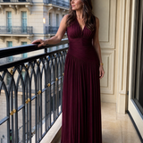 Donnabelle™ | Sleeveless Pleated V Neck Midi Dress