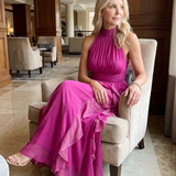 Donnabelle™ | High Neck Gathered Ruffle Layers Maxi Dress