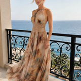 Donnabelle™ | Halter Neck Lace Waist Maxi Dress