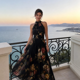 Donnabelle™ | Floral Halter Neck Midi Dress