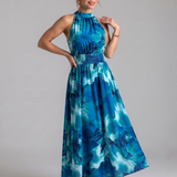 Donnabelle™ | Gathered Waist Abstract Print Midi Dress