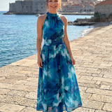 Donnabelle™ | Gathered Waist Abstract Print Midi Dress