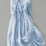 Lux™ | Elegant Half Sleeve Lace-Up Waist Dress