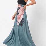 Donnabelle™ | Halter Bodice Floral Skirt Maxi Dress