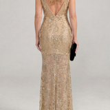 Donnabelle™ | Sequin Sleeveless Sheer Panel Midi Dress