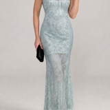 Donnabelle™ | Sequin Sleeveless Sheer Panel Midi Dress