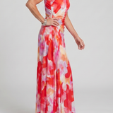 Donnabelle™ | One Shoulder Pleated Bodice Midi Dress
