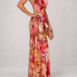 Donnabelle™ | Halter Neck Floral Print Maxi Dress