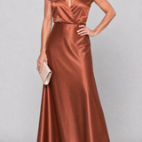 Donnabelle™ | Cap Sleeve Wrap Bodice Maxi Dress