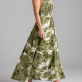Donnabelle™ | Gathered Waist Abstract Print Midi Dress