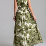 Donnabelle™ | Gathered Waist Abstract Print Midi Dress