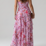 Donnabelle™ | Halter Neck Ruched Bodice Floral Maxi Dress