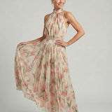 Donnabelle™ | Halter Neck Floral Midi Dress