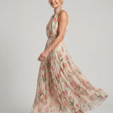 Donnabelle™ | Halter Neck Floral Midi Dress