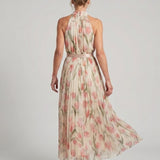 Donnabelle™ | Halter Neck Floral Midi Dress